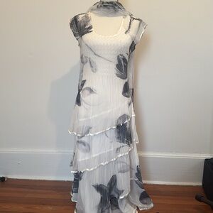 Komarov Black and White Floral Dress